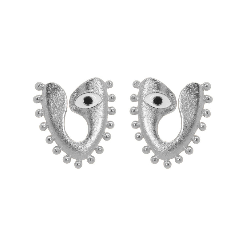 Eye Clip Silver Earrings