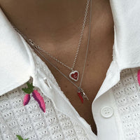 1 Letter Heart Chain Red Silver