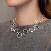 Twirl Spikes Silver Choker