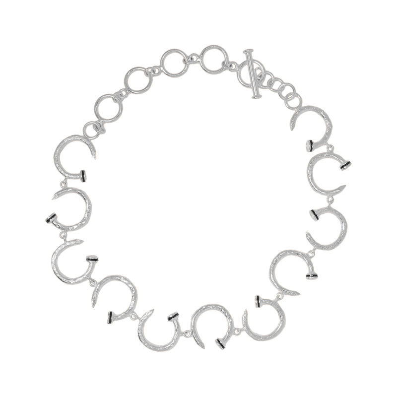 Twirl Spikes Silver Choker