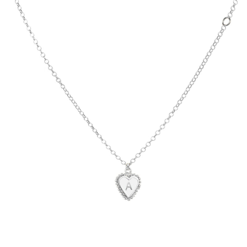 1 Letter Heart Chain White Silver