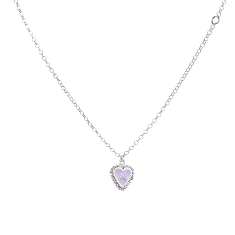 Cadena 1 Letra Heart Plata Morado