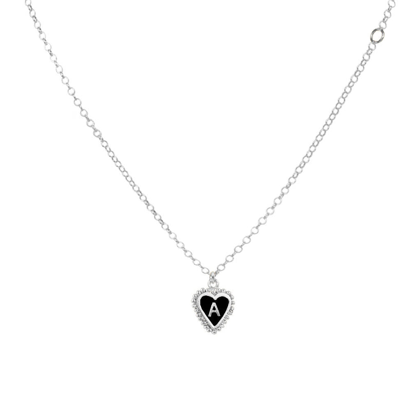 Cadena 1 Letra Heart Plata Negro