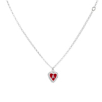 Cadena 1 Letra Heart Plata Rojo